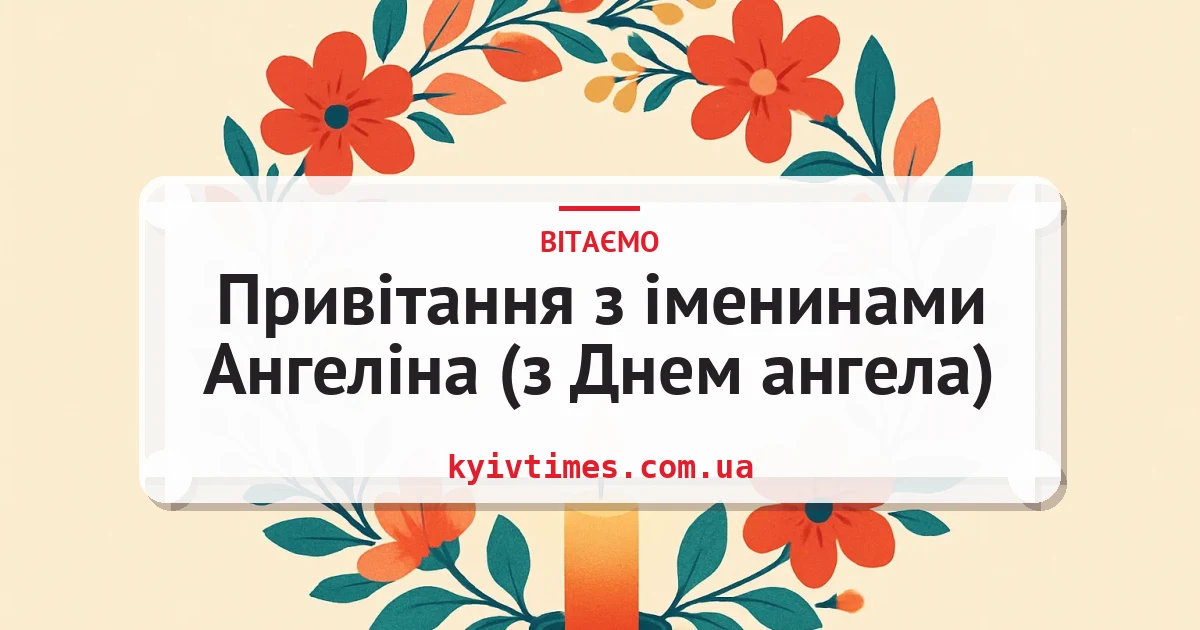Привітання з іменинами Ангеліна (з Днем ангела) — листівка з підписом