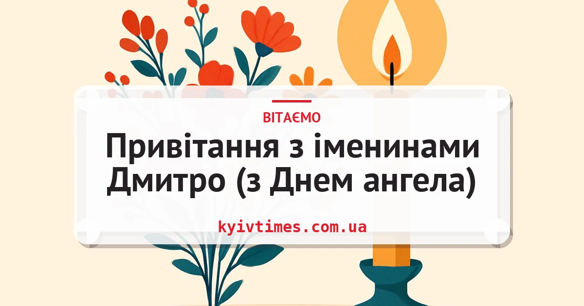 Привітання з іменинами Дмитро (з Днем ангела) — листівка з підписом