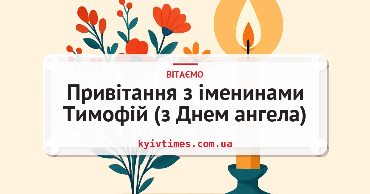 Привітання з іменинами Тимофій (з Днем ангела) — листівка з підписом