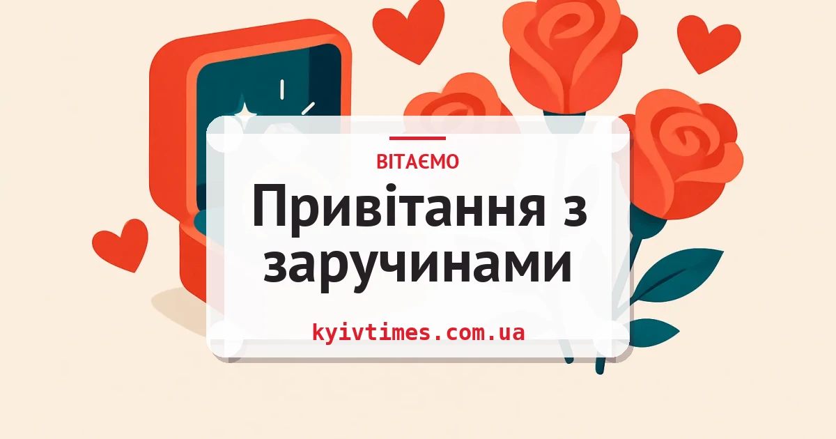 Привітання з заручинами — листівка з підписом